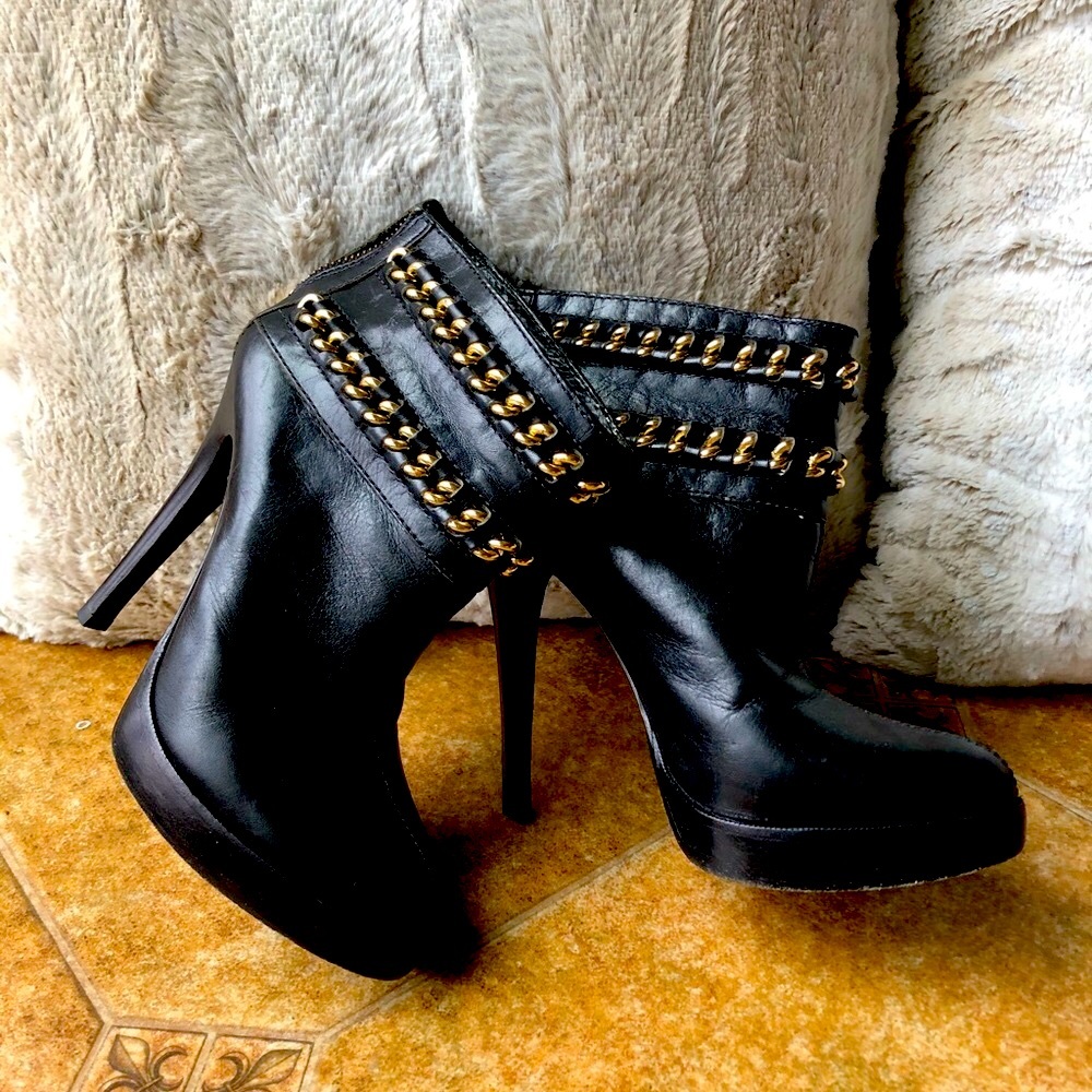 Tory Burch black leather ankle booties